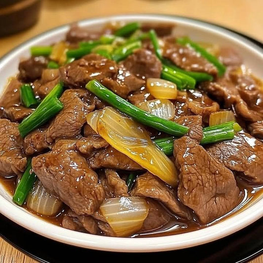 قطع لحم والصويا صوص مع بسمتى بالخضار