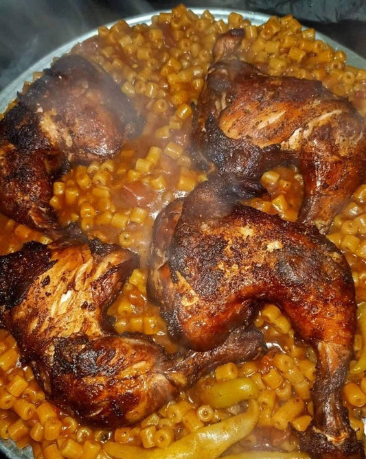 مبكبكة بالوراك المشوية مع جلاش باللحم