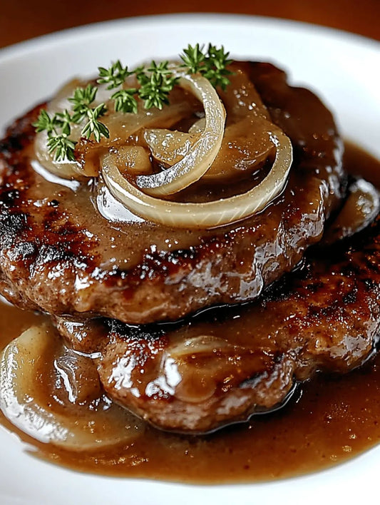 برجر بالبصل المكرمل مع مكرونة وايت صوص وجلاش مكس جبن