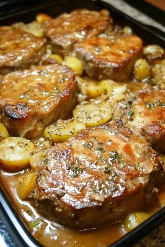 قطع ستيك بالبطاطس مع ارز بالشغرية وورق العنب